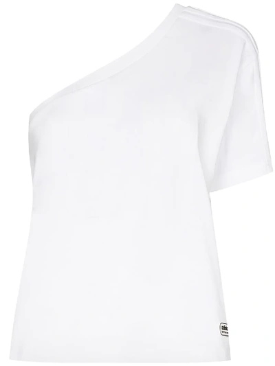 Shop Adidas Originals X Lotta Volkova Ringer One-shoulder T-shirt In White