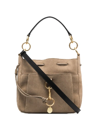 Shop See By Chloé Small Tony Leather Bucket Bag In Neutrals