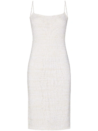 Shop Bottega Veneta Knitted Slip Dress In White