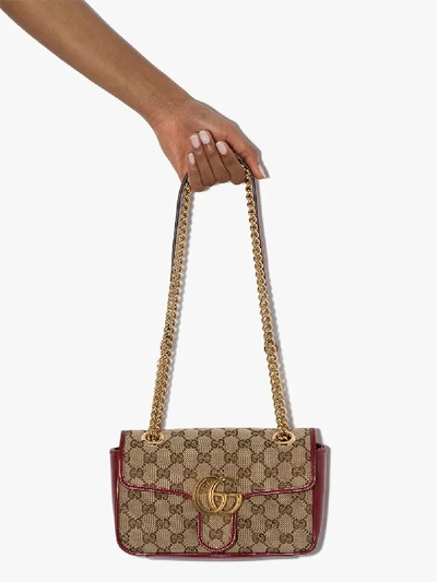 Shop Gucci Mini Marmont Gg Shoulder Bag In Red