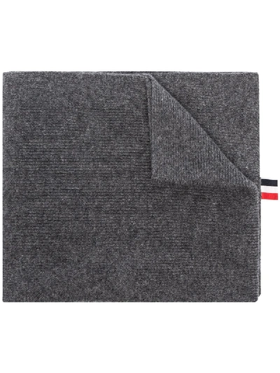 Shop Thom Browne 4-bar Intarsia-knit Scarf In Grey