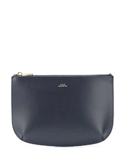 Shop A.p.c. Sarah Leather Clutch In Blue