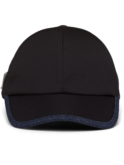 Shop Prada Nylon Baseball Cap In Black
