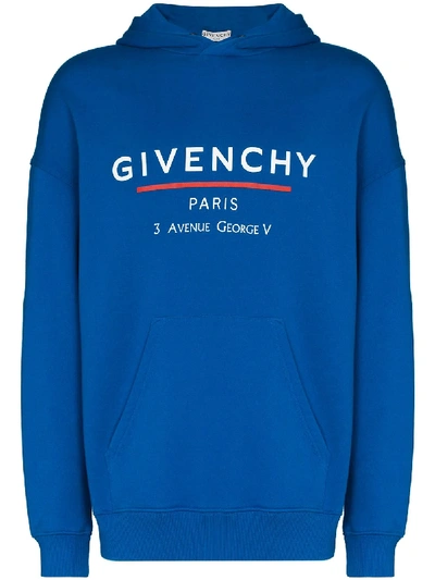 Shop Givenchy Address Logo-print Hoodie In Blue