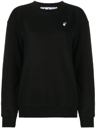 Shop Off-white Embroidered Arrow Crew Neck Sweatshirt In Black
