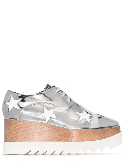 Shop Stella Mccartney Elyse Cutout Flatform Shoes In Silver