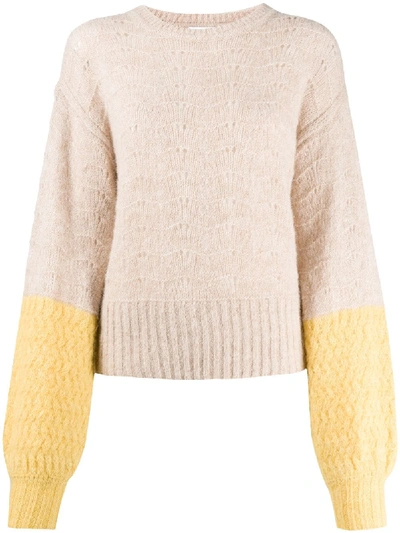 Shop See By Chloé Colour-block Balloon Knit Jumper In Neutrals