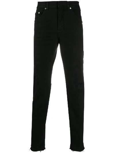 Shop Neil Barrett Extreme Distressed Drill Skinny Jeans In Black