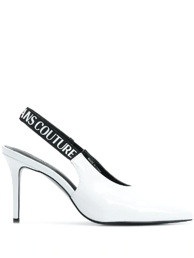 Shop Versace Jeans Couture Slingback Logo Pumps In White