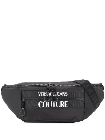 Shop Versace Jeans Couture Embossed Logo Belt Bag In Black