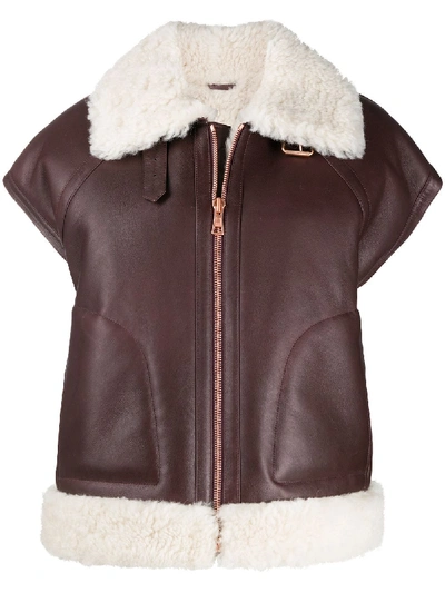 Shop See By Chloé Aviator Shearling Gilet In Purple