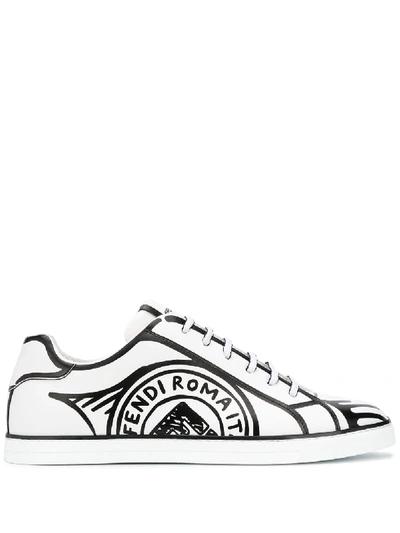 Shop Fendi X Joshua Vides Printed Low-top Sneakers In White