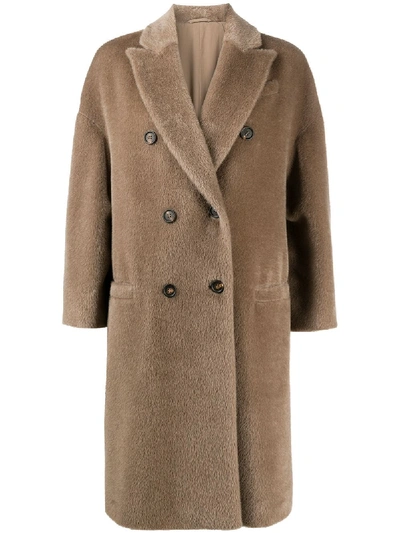 Shop Brunello Cucinelli Fitted Double Breasted Coat In Neutrals