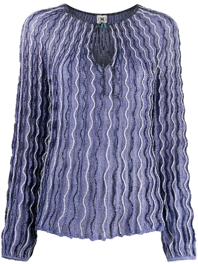Shop M Missoni Wave-pattern Knitted Top In Purple