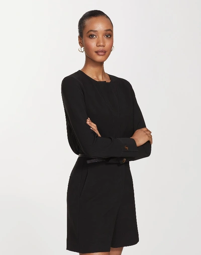 Shop Lafayette 148 Finesse Crepe Hayley Blouse In Black