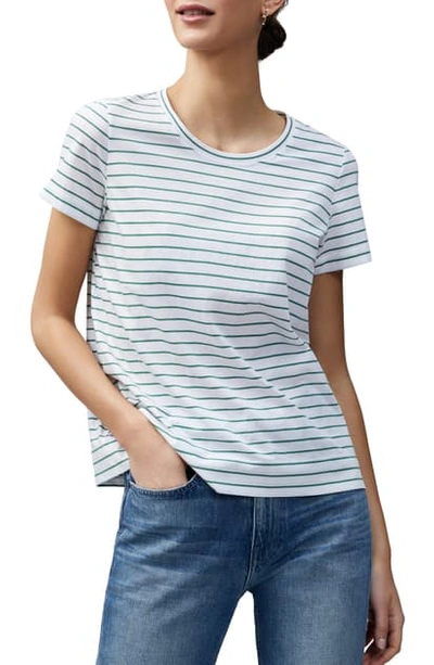 Shop Lafayette 148 The Modern Stripe T-shirt In White Multi
