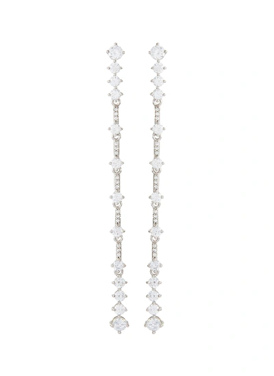 Shop Cz By Kenneth Jay Lane Cubic Zirconia Linear Drop Earrings In Metallic