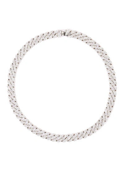 Shop Cz By Kenneth Jay Lane Cubic Zirconia Pave Link Necklace In Metallic