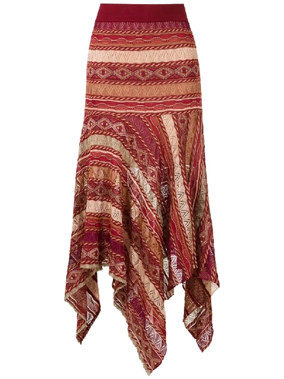 Shop Cecilia Prado Samanta Asymmetric Knitted Skirt In Red