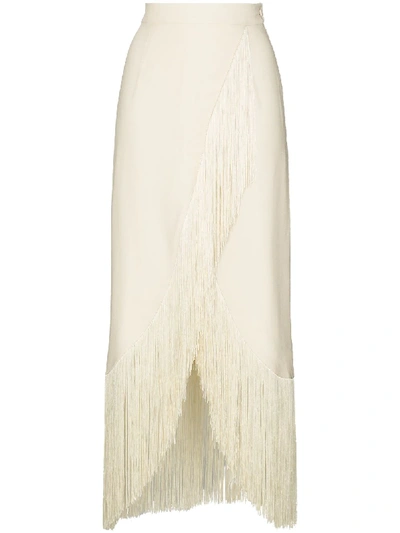 Shop Taller Marmo El Pareo Fringed Skirt In White