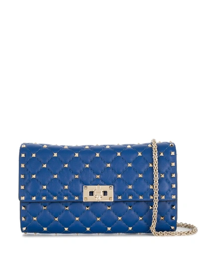 Shop Valentino Rockstud Spike Crossbody Bag In Blue