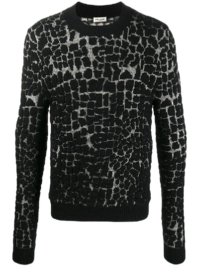 Shop Saint Laurent Mosaic-effect Jumper In Black