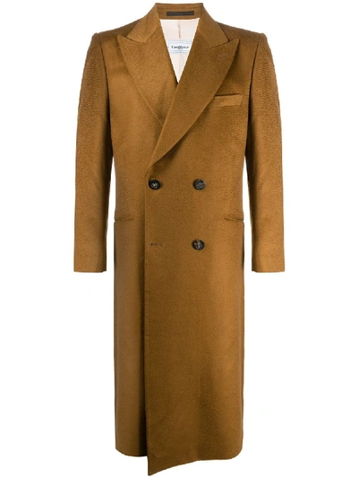 Shop Casablanca Double-breasted Fitted Coat In Brown