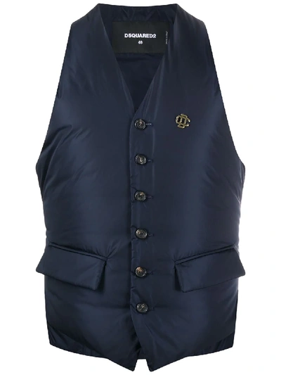 Shop Dsquared2 Padded Waistcoat In Blue