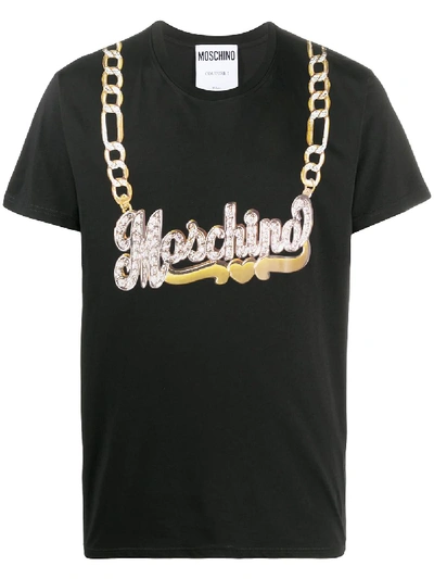 Shop Moschino Logo-chain Print T-shirt In Black