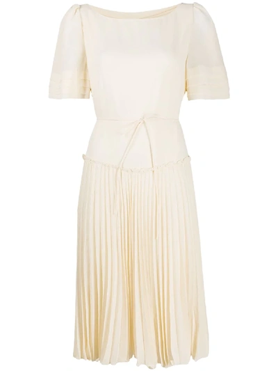 Shop See By Chloé Pleated Jersey Dress In Neutrals
