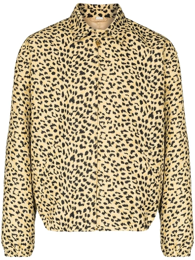 Shop Gucci Leopard-print Bomber Jacket In Brown