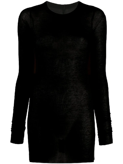 Shop Rick Owens Fine Knit Ribbed Top In Black