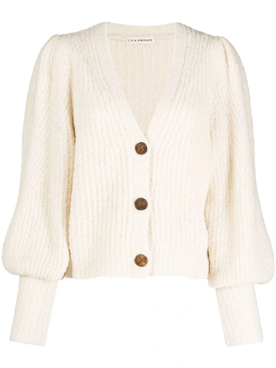 Shop Ulla Johnson Polline Ballon-sleeve Cardigan In Neutrals