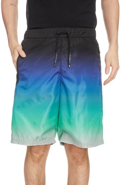 Shop Givenchy Drawstring Waist Jogger Shorts In Blue/green/white