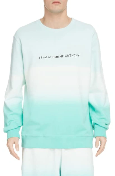 Shop Givenchy Rare Dip Dye Crewneck Sweatshirt In Mint Green