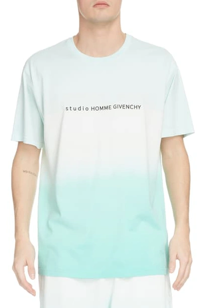 Shop Givenchy Rare Dip Dye Graphic Tee In Mint Green