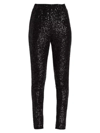 Shop St John Women's Starlight Sequin Mesh Pants In Caviar