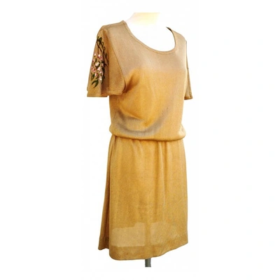 Pre-owned Rabanne Silk Mid-length Dress In Gold
