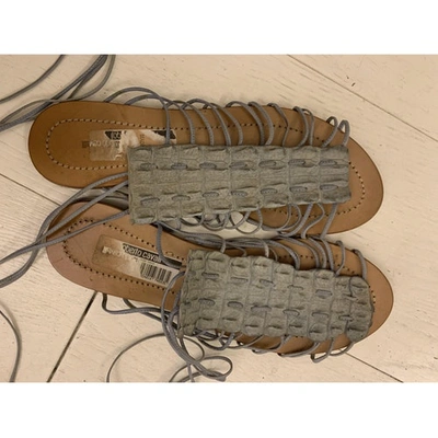 Pre-owned Roberto Cavalli Blue Crocodile Sandals