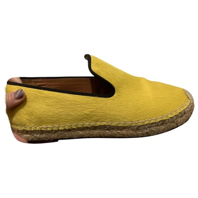 Pre-owned Celine Pony-style Calfskin Espadrilles In Yellow