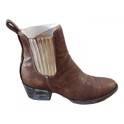 Pre-owned Mexicana Leather Western Boots In Brown