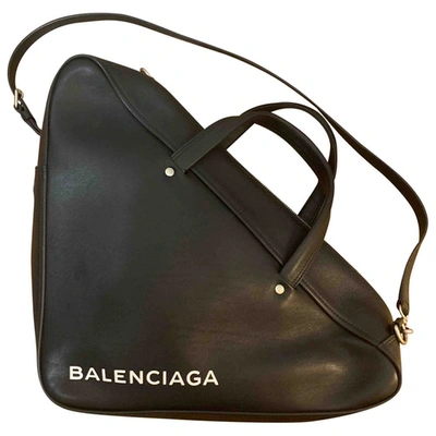 Pre-owned Balenciaga Triangle Leather Crossbody Bag In Black