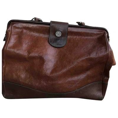 Pre-owned Emporio Armani Leather Satchel In Brown