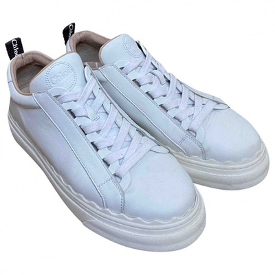 Pre-owned Chloé Lauren White Leather Trainers