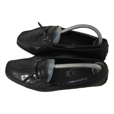 Pre-owned Tod's Gommino Leather Flats In Black