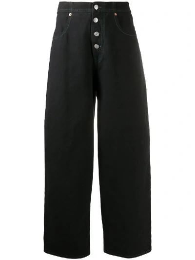 Shop Mm6 Maison Margiela High-rise Cropped Jeans In Black