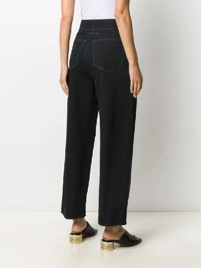 Shop Mm6 Maison Margiela High-rise Cropped Jeans In Black