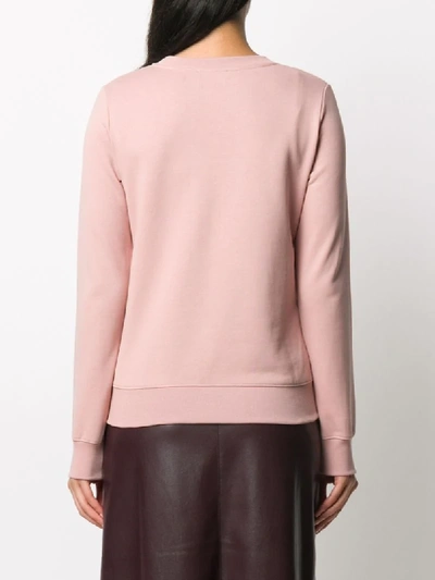 Shop Apc Tina Embroidered Logo Cotton Sweatshirt In Pink