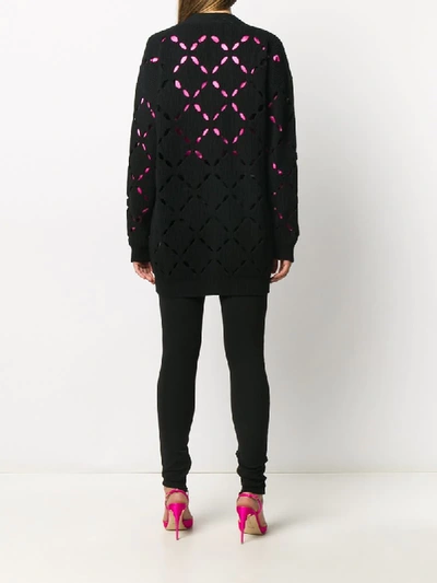 Shop Versace Cut-out Pattern Cardigan In Black