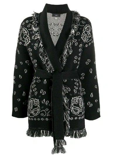 Shop Alanui Knitted Paisley Pattern Cardigan In Black